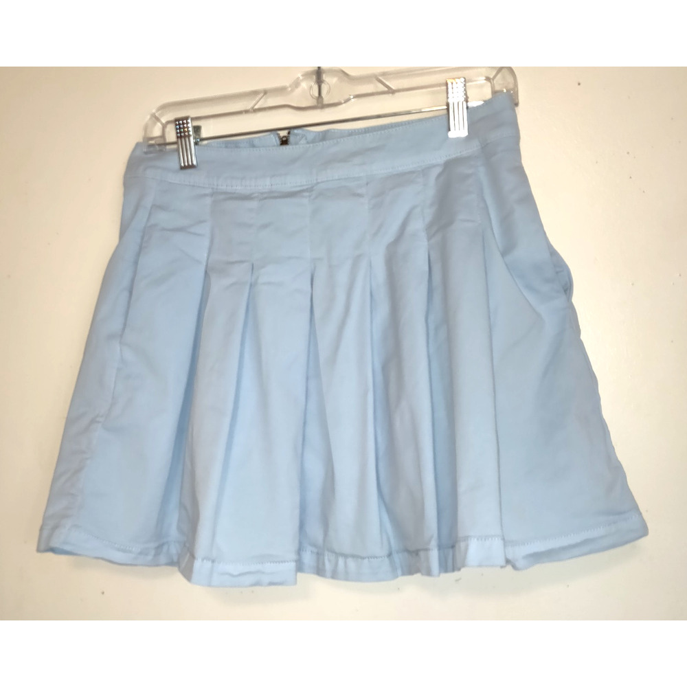 VTG American Eagle Mini Skirt Size 6 Pleated Pastel Blue Pockets Anime School